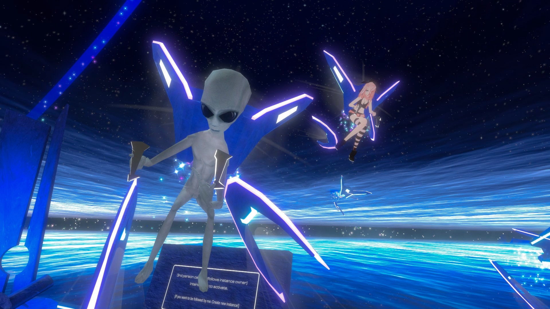 Las hadas vuelan en el mundo social de realidad virtual VRChat.