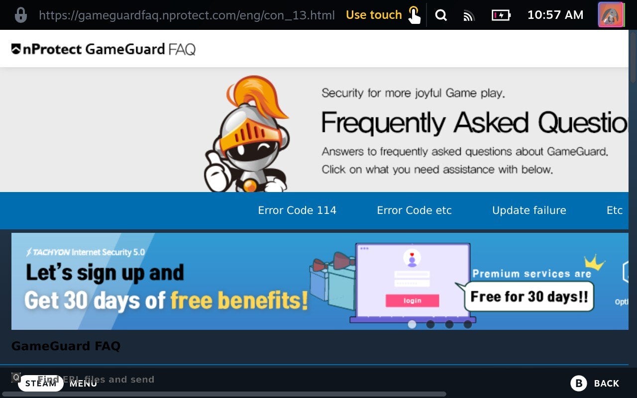 , es posible que experimentes una pantalla negra durante unos segundos. Solo espera y esto se cargará en el juego. Además, ocasionalmente  vea una preguntas frecuentes para el software anti-trampas del juego, llene la pantalla después de lanzamiento. Simplemente presiona B y dejarás esto  en el juego.