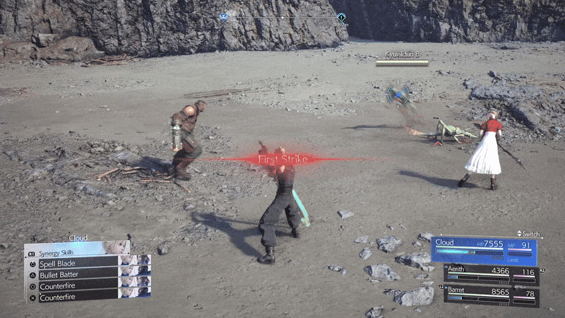 Observe cómo se llenan múltiples medidores de ATB sin cambiar de personaje al usar Synergy Skills. 