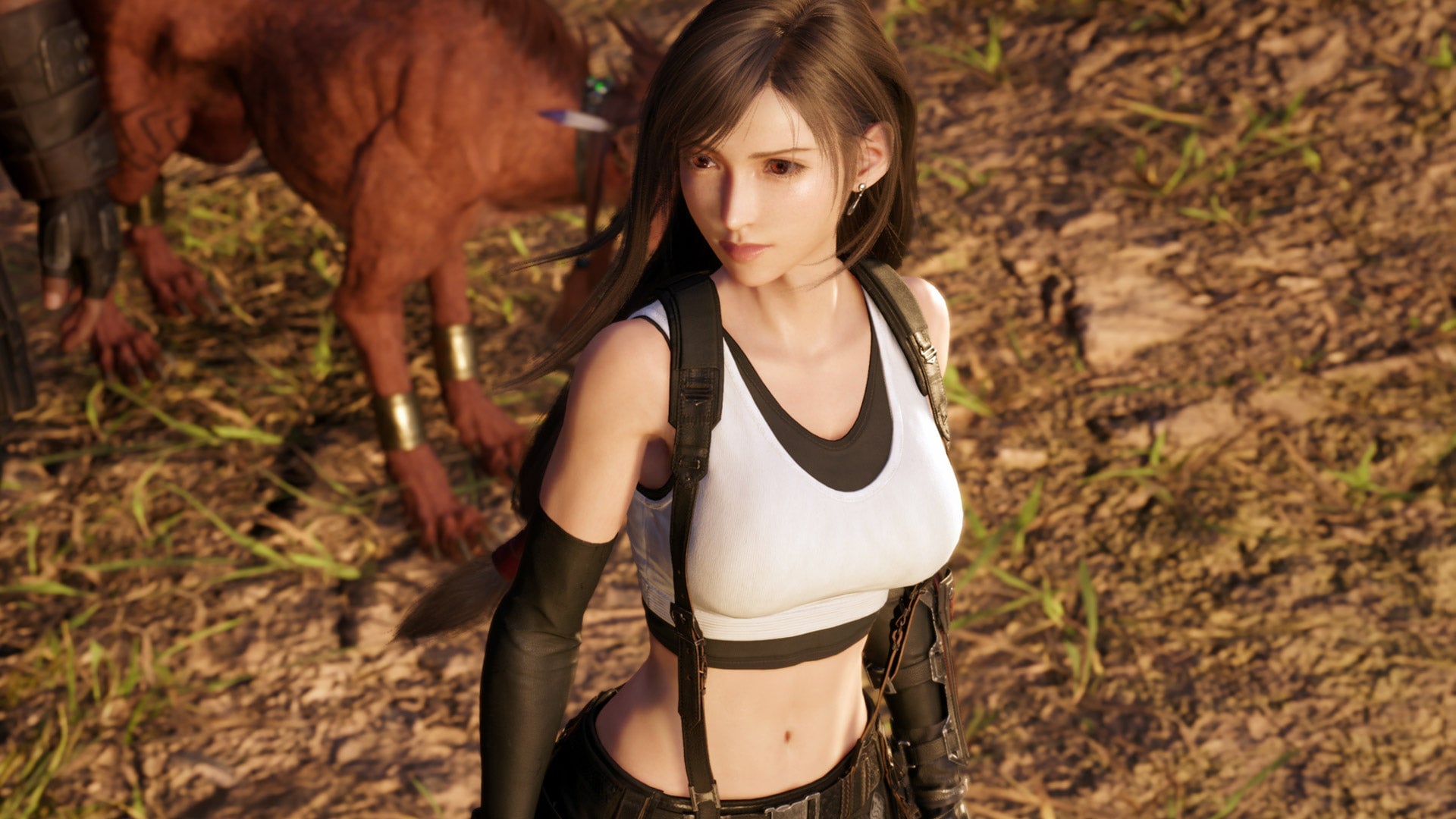 En la foto: Tifa observando la distancia de dibujo más clara del modo Gráficos en la demostración de Final Fantasy VII Rebirth.