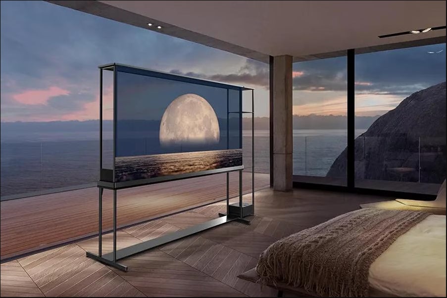 Televisor inteligente 4K transparente OLED T de LG Signature.