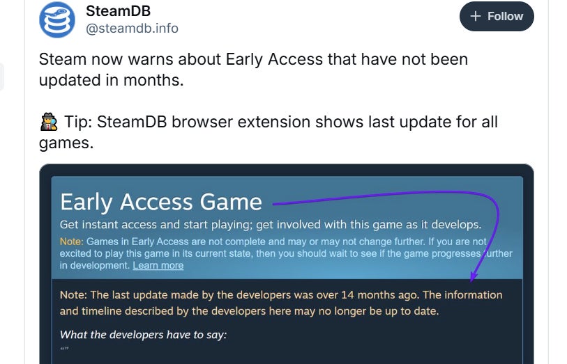 Screenshot: SteamDB / Bluesky / Kotaku